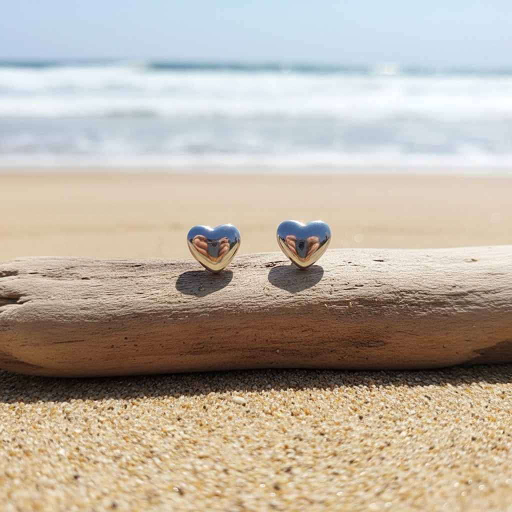 Stylish Heart-Shaped Twisted Round Ball Earrings — Stainless Steel